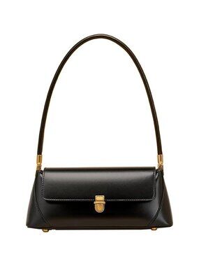 Vintage Small Black Shoulder Bag for Women Zipper Closure and Classic Design